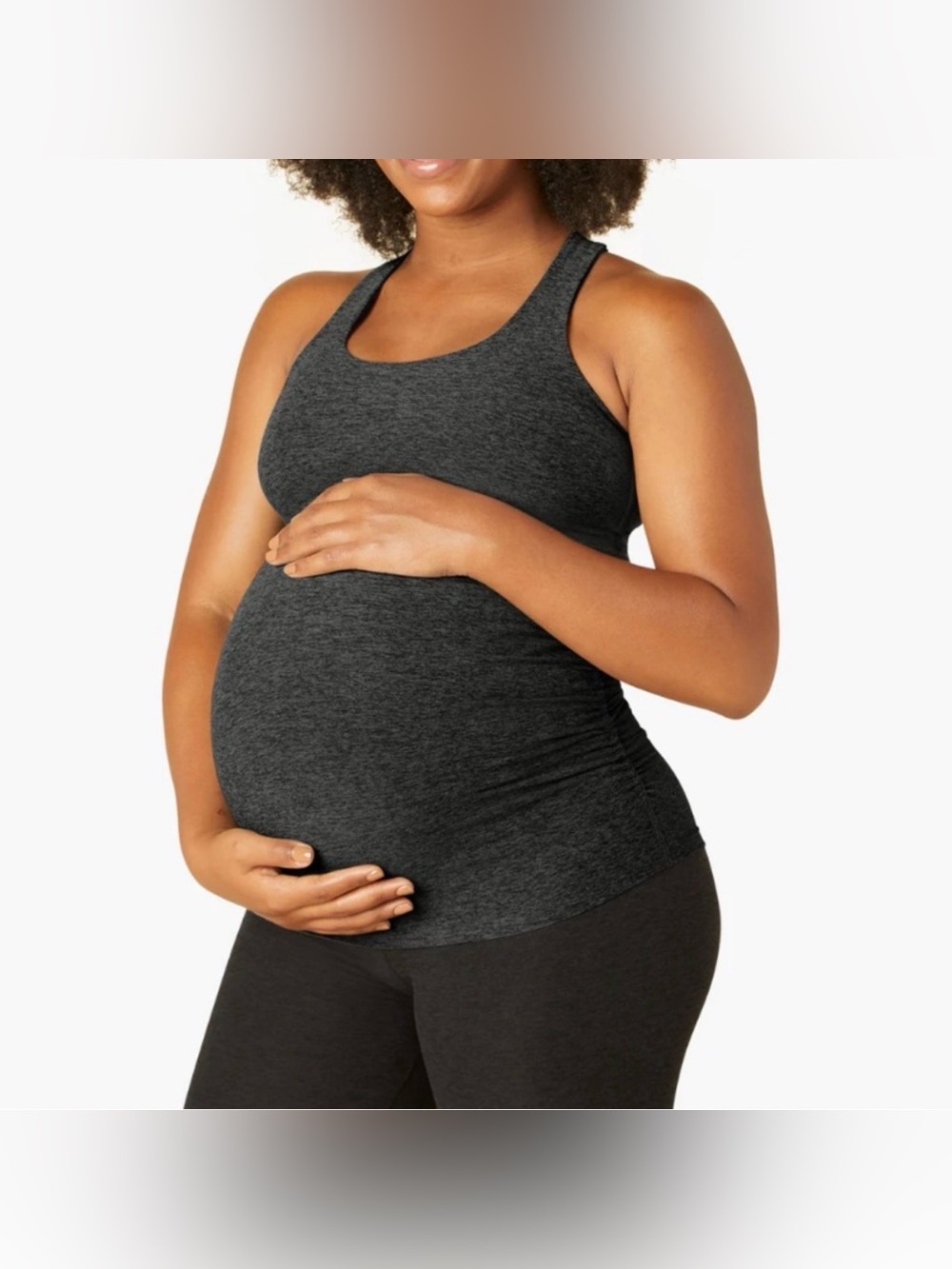 NWT Beyond Yoga Spacedye Bases Covered Maternity Tank Top Black Charcoal